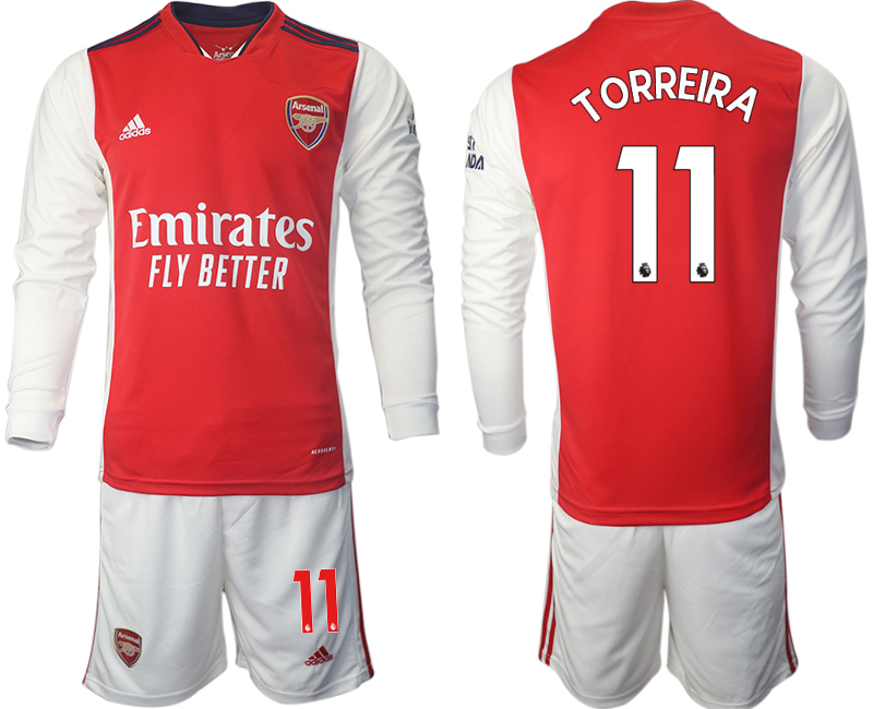Men 2021-2022 Club Arsenal home red Long Sleeve #11 Soccer Jersey->arsenal jersey->Soccer Club Jersey